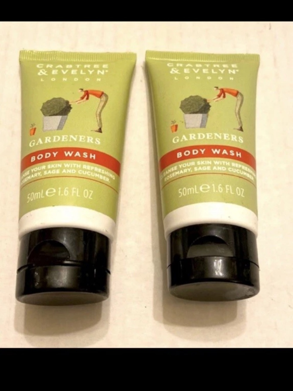 Crabtree & Evelyn London Gardeners Body Wash Lot of 2 Travel Size 1.6 oz Each.